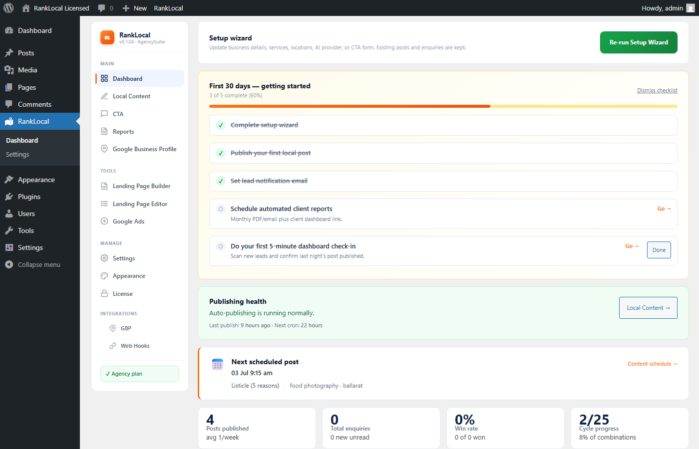 SEO AutoPilot dashboard overview with sidebar navigation