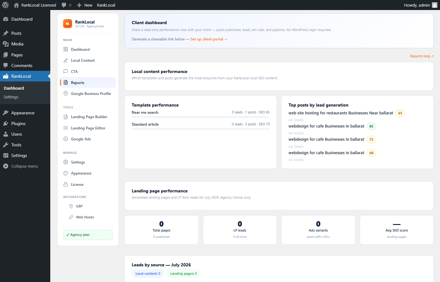 SEO AutoPilot Reports tab with performance metrics