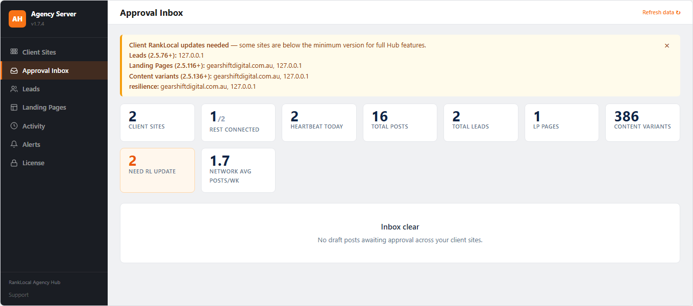Agency Hub approval inbox